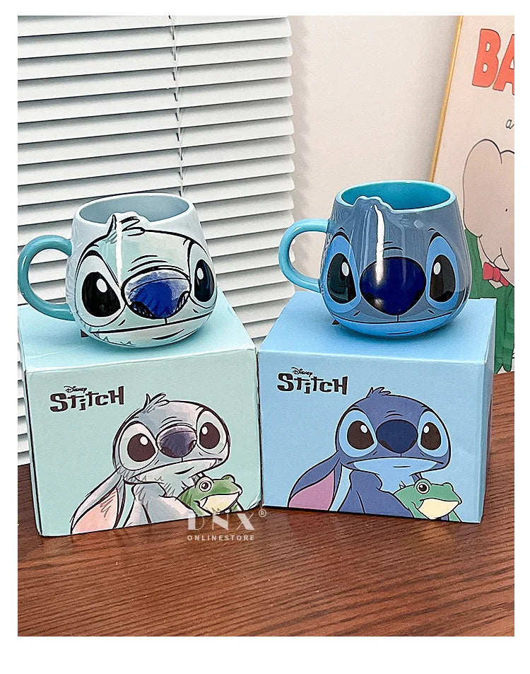 Miniso Stitch Coffee Cup Cartoon Mug Ceramic Cup Kawaii Home Furnishings Milk Cup Cute Holiday Birthday Gifts for Boys and Girls