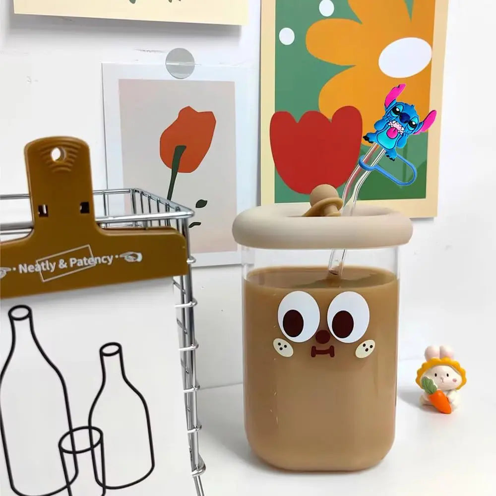 Cute Stitch Cartoon Silicone Straw Covers For Water Glass Bottle Drinking Dust Cap Straw Tips Cover Cup Accessories For 10mm