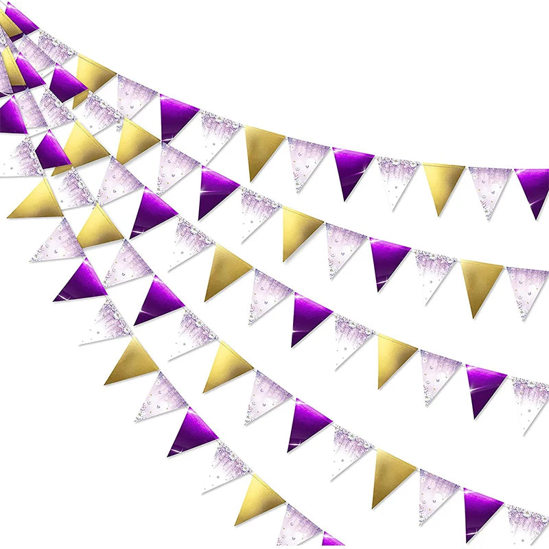 Purple Happy Birthday Banner Party Decorations Purple White Balloons Garlands Lavender Mermaid Birthday Themed Party Streamers