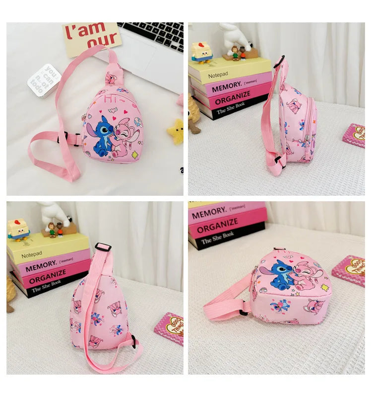Stitch Anime Shoulder Bags Kawaii Fashion Chest Bag Travel Satchel Casual Portable Totes Backpacks Birthday Gifts For Boys Girls