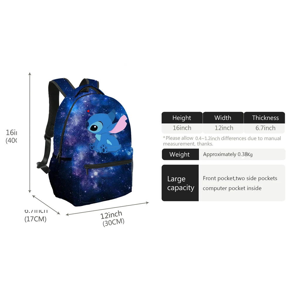 MINISO Lilo & Stitch Angel Cosplay Costume Backpack Computer School Bag Xmas Gift