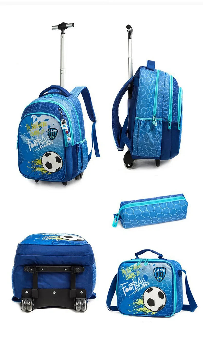 Children's School Backpack with Wheels Kids Wheeled School Bag Teenagers Bag Girls Canvas Backpack Travel Luggage Trolley Bags
