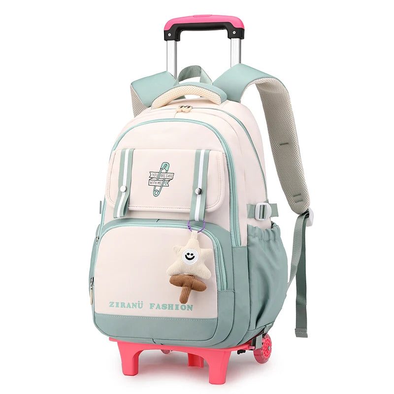 School Backpack with wheels Rolling Backpack for Girls Kids Student Wheeled Backpack Trolley School Bag Travel Trolley Luggage