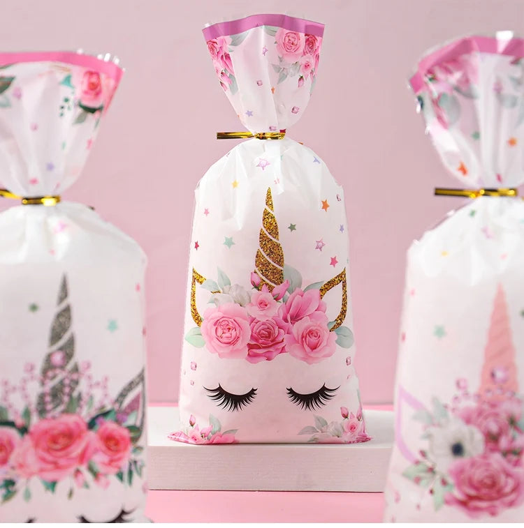 25/50/100pcs Unicorn Candy Bags Gift Packing Bags Birthday Party Decor Gift Bag for Guest Girl Birthday Supplies Baby Shower