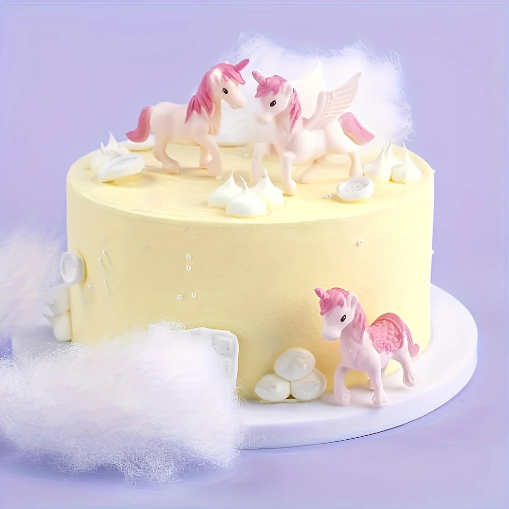 3/6pcs Mini Unicorn Cake Decoration set, Plastic Materia,Girl Birthday Party Supplies,Purple & Pink Unicorn Cake Topper
