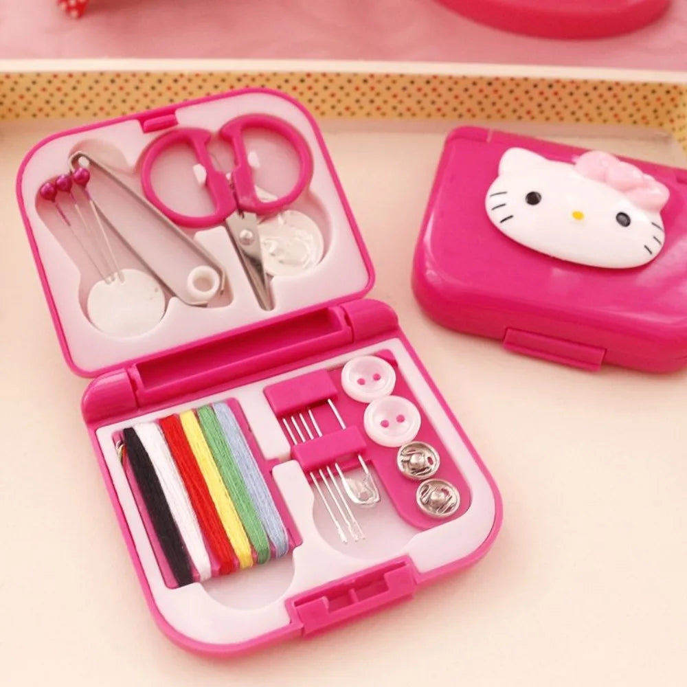 Hello Kitty Sewing Kit Cute Cartoon Practical Mini Portable Sewing Kit New Delicate Go Out Travel Sewing Tools Suit Gifts