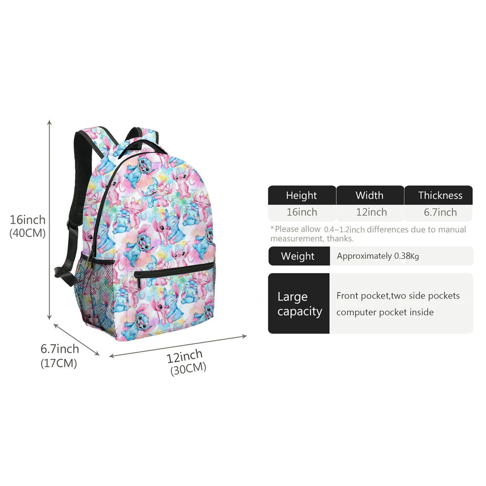 MINISO Lilo & Stitch Angel Cosplay Costume Backpack Computer School Bag Xmas Gift