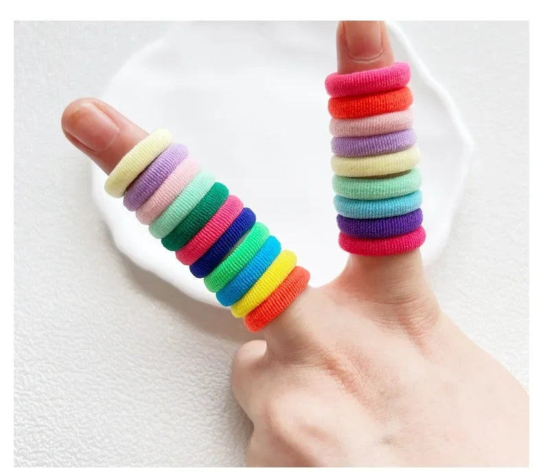 50/100/200PCS Colorful Basic Nylon Ealstic Hair Ties for Girls Ponytail Hold Scrunchie Rubber Band Kids Basic Hair Accessories