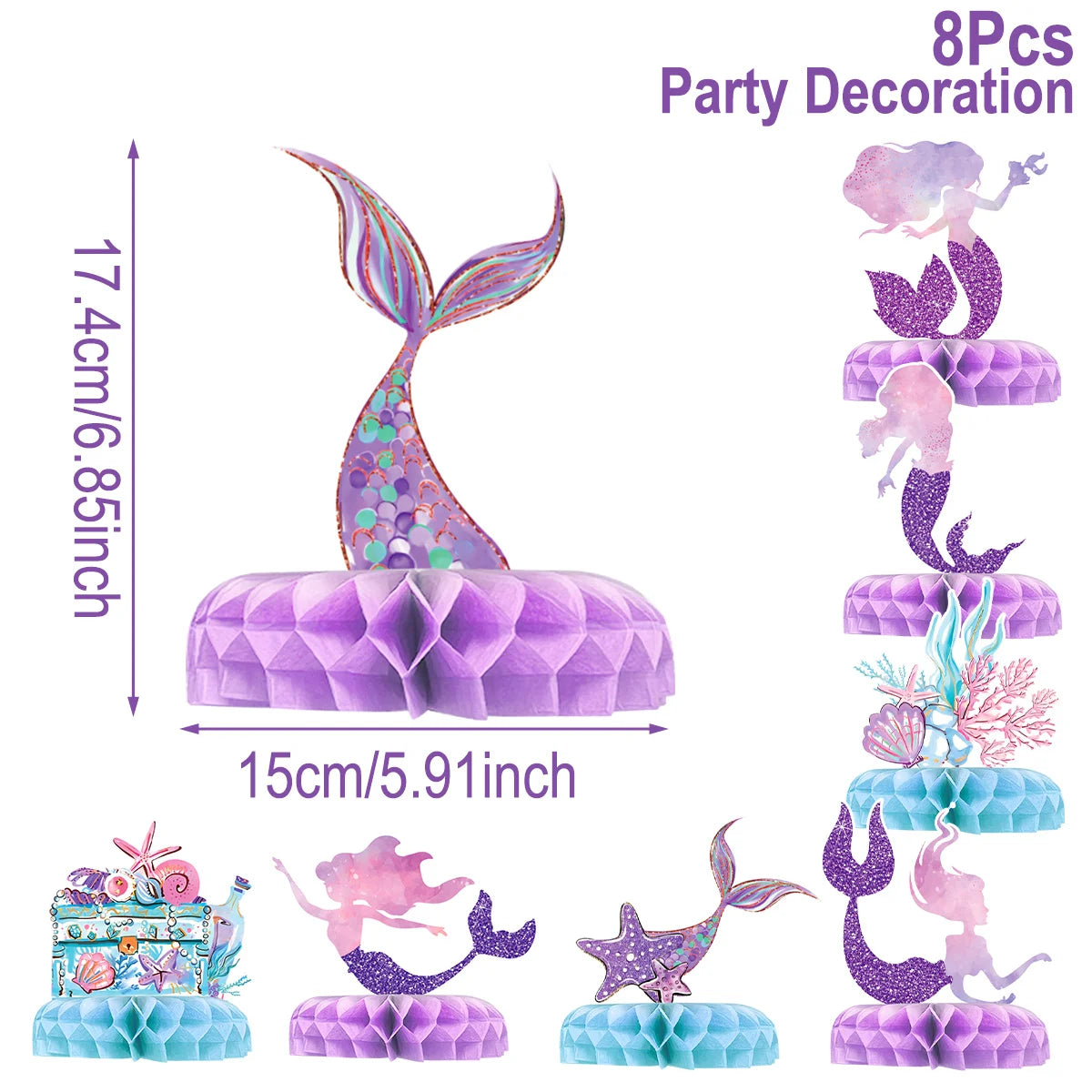 Little Mermaid Party Decoration Mermaid Disposable Tableware Happy 1st Birthday Party Decorations Kids Baby Shower Girl Supplies