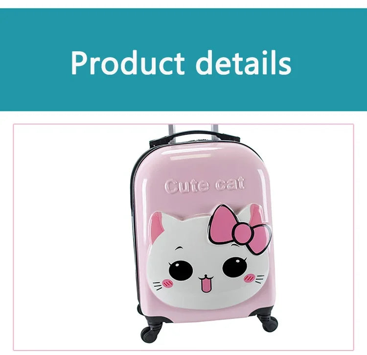 XQ kids travel suitcase 18-inch carry ons luggage trolley case for girls boys gift cabin rolling luggage spinner cute Cartoon