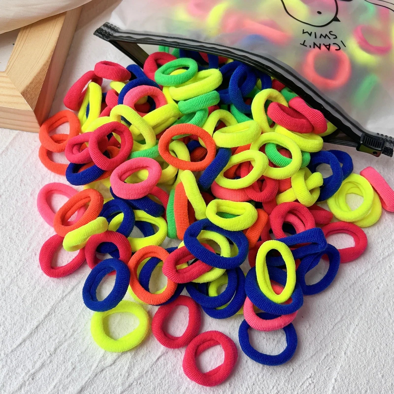 50/100/200PCS Colorful Basic Nylon Ealstic Hair Ties for Girls Ponytail Hold Scrunchie Rubber Band Kids Basic Hair Accessories