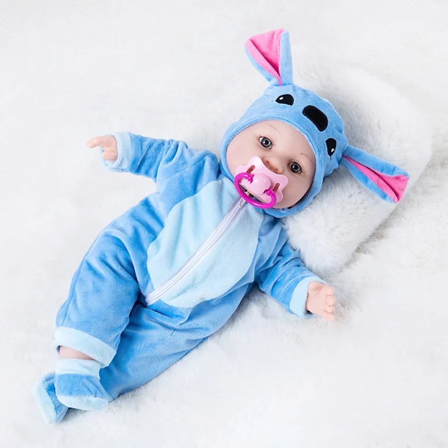 New Stitch 18/22inch Dolls Clothes Conjoined Pajamas with Hat Doll Baby Reborn Hoodies Rompers Kids Birthday Festival Gifts Toys