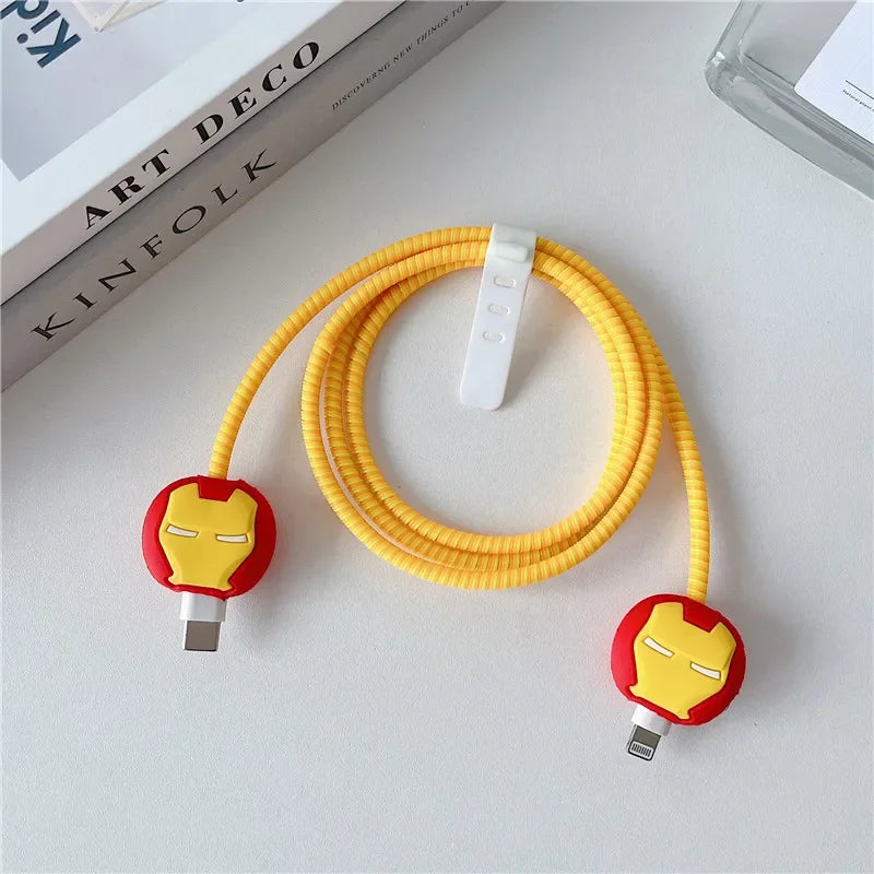 New Cartoon Charger Cable Protector for IPhone 15 14 13 12 18W 20W Charger Protection Cover Stitch Data Line Winder Protective