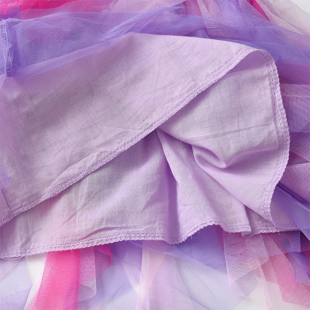 DXTON Autumn Princess Dress Mermaid Children Birthday Party Girls Dress Irregular Layered Prom Kids Long Sleeve Costumes 3-8Y