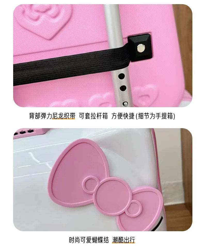 New Hello Kitty 14/20 Inch Cartoon Travel With Lock Trolley Box Cute Suitcase Makeup Case Large-capacity Storage Box Girls Gifts