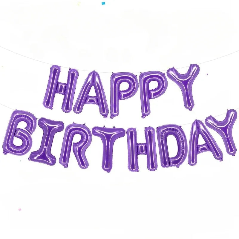 Purple Happy Birthday Banner Party Decorations Purple White Balloons Garlands Lavender Mermaid Birthday Themed Party Streamers