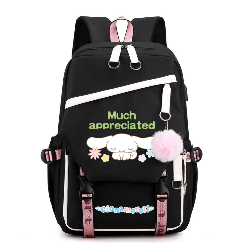 Sanrio Kuromi Cinnamoroll Backpack Teenager Student Rucksack Girl Boy Kids Anime Knapsack Women Cute Cartoon Bag Travel Mochilas