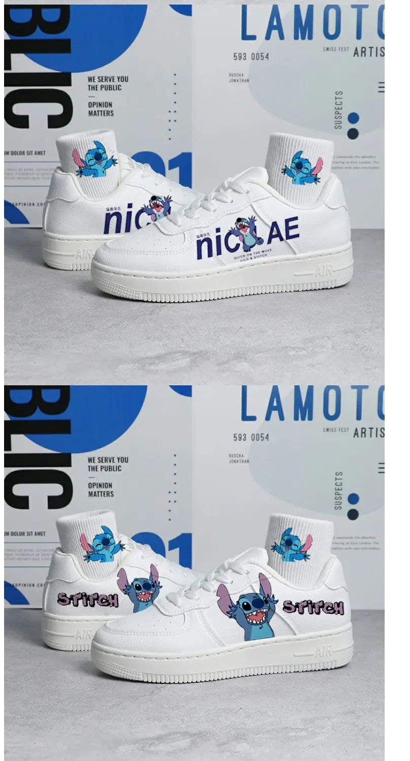 Lilo & Stitch Sneakers Kawaii Cartoon Shoes Sock Little Monster Pattern Shoes Fashion Casual Sport High and Low Top Shoes