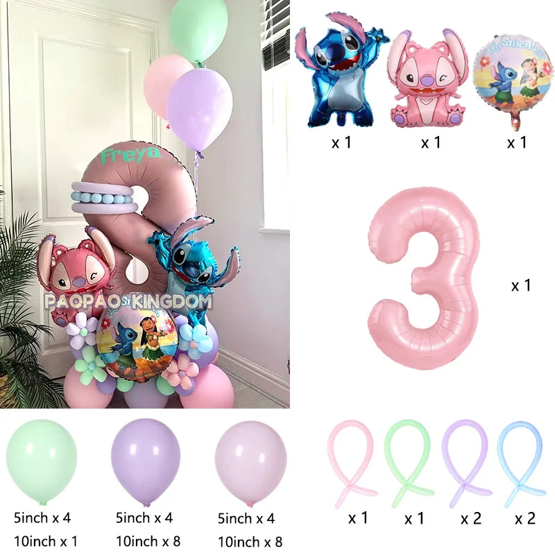 Lilo & Stitch Party Balloons Stitch Number Balloon Garland Arch Kit Baby Shower Birthday Party Decor Kids Toy Gift