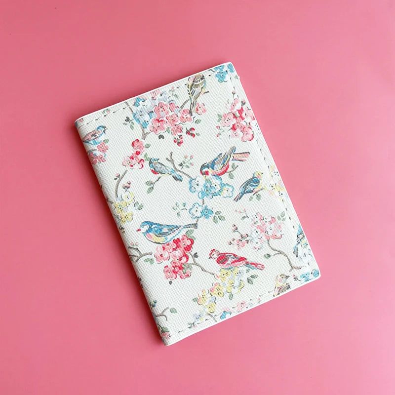Flower and Plants Passport Cover PU Leather Travel Passport Holder for Girls Business Card Case Plane Ticket Card Holders Women