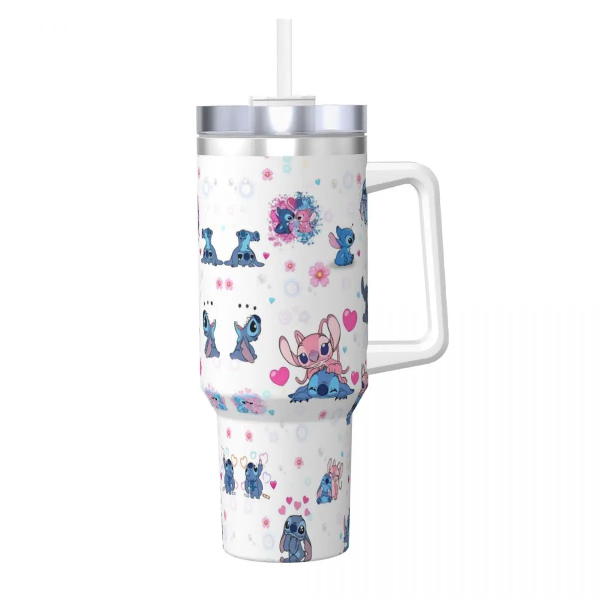 Stainless Steel Tumbler   Stitch Mugs Cup With Straws Travel Cold and Hot Water Bottle Heat Preservation 40oz Thermal Mug